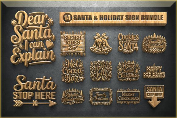 Download Santa &amp; Holiday Sign Laser Cut Bundle - Holiday Collection