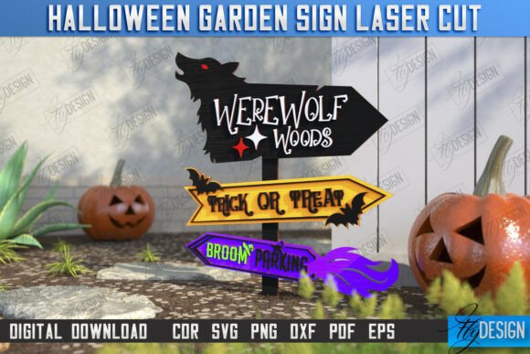 Download Halloween Garden Sign Laser Cut |Holiday - Holiday Collection