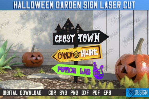 Download Halloween Garden Sign Laser Cut |Holiday - Holiday Collection
