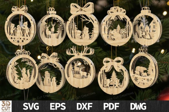 Download Christmas Ornaments Bundle SVG Laser Cut - Premium Resources