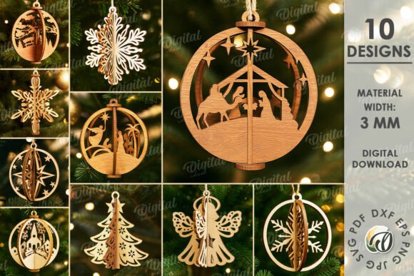 Download 3D Christmas Ornaments Bundle Laser Cut - Premium Resources