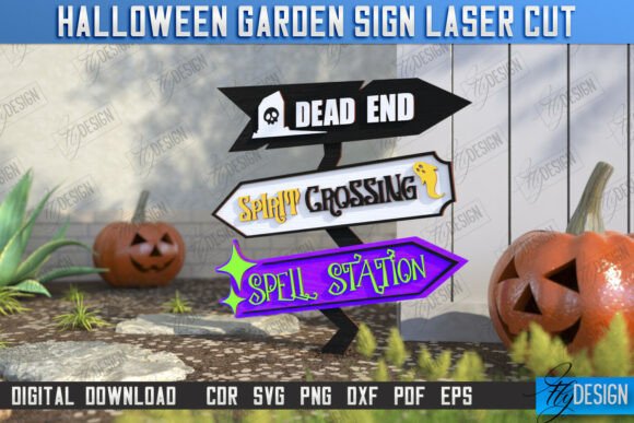 Download Halloween Garden Sign Laser Cut |Holiday - Holiday Collection