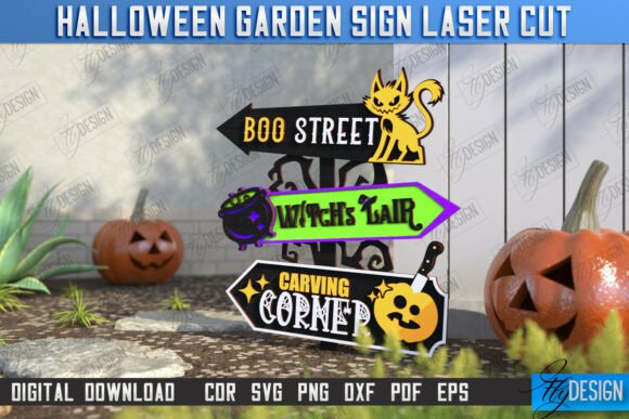 Download Halloween Garden Sign Laser Cut |Holiday - Holiday Collection