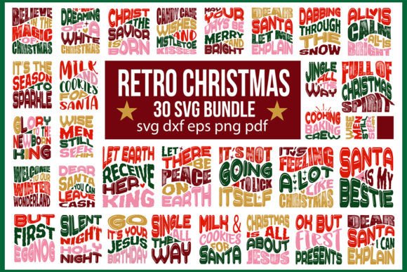 Download 30 SVG Retro Christmas Bundle, Holiday - Holiday Collection