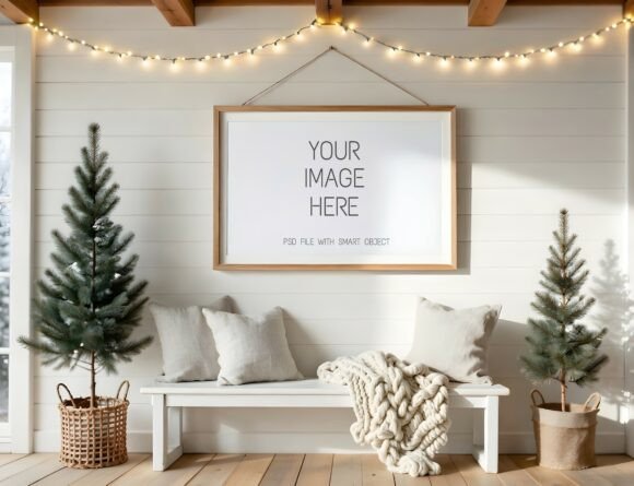 Download Oak Frame Mockup - Winter Holiday Decor - Holiday Collection