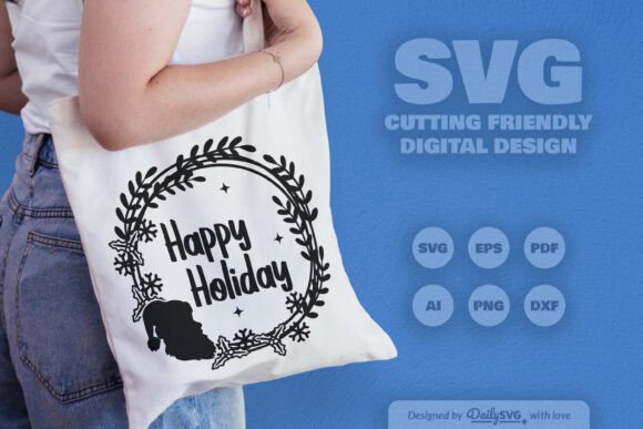 Download Happy Holiday Christmas Wreath SVG - Holiday Collection