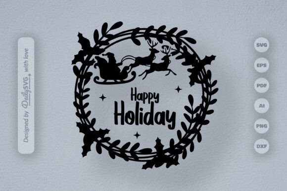 Download Happy Holiday Christmas Wreath SVG - Holiday Collection